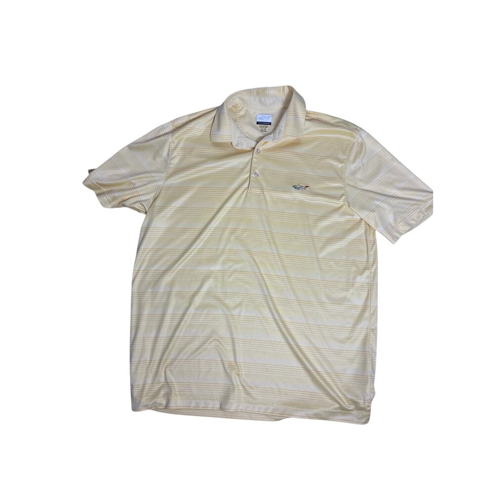Greg Norman Play Dry Polo Mens XL Yellow Striped Performance Golf Shirt